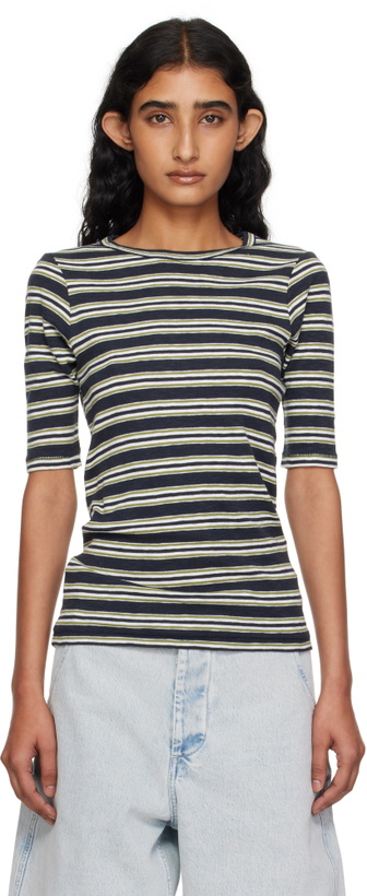 Photo: YMC Navy & Green Stripe T-shirt
