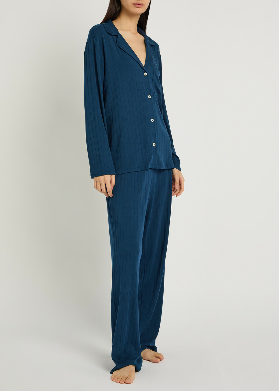 Eberjey Gisele Ribbed Jersey Pyjama set Navy
