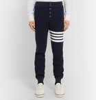 Thom Browne - Slim-Fit Tapered Striped Waffle-Knit Cotton Sweatpants - Blue