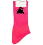 Off-White - Embroidered Logo-Intarsia Stretch-Knit Socks - Pink