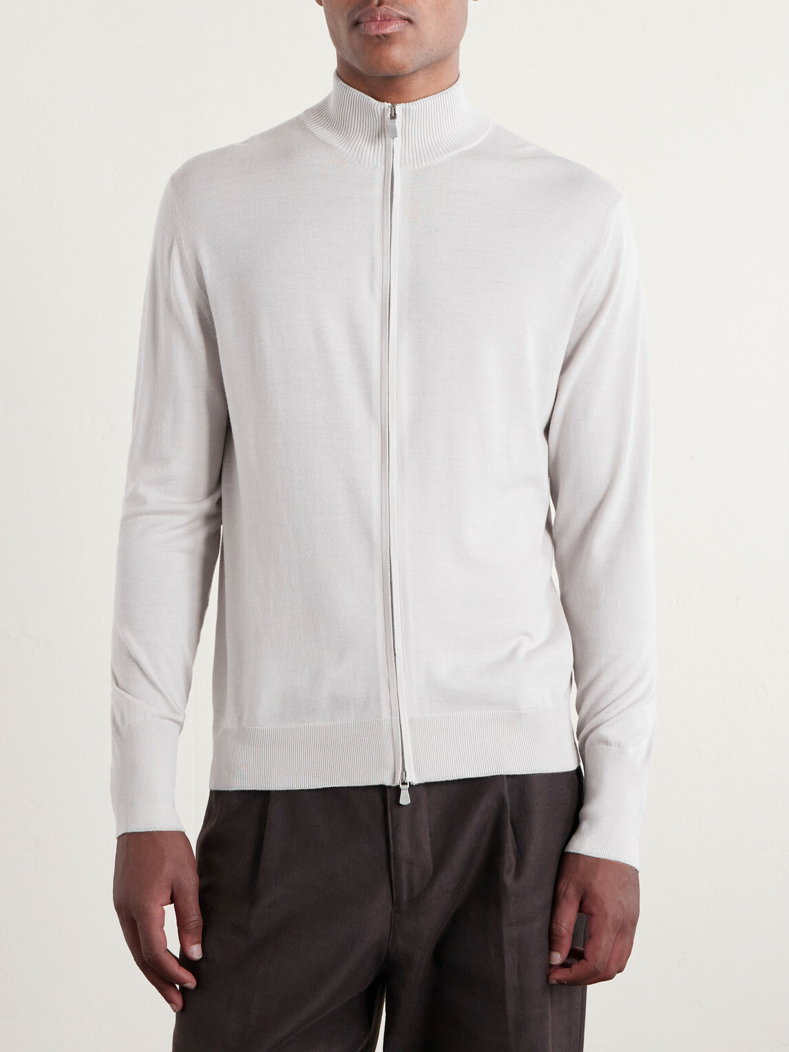 Eleventy - Wool Zip-Up Cardigan - Gray