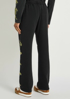 God Made Angel Printed Straight-leg Cotton Sweatpants Black