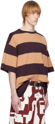 Dries Van Noten Burgundy & Beige Striped T-Shirt