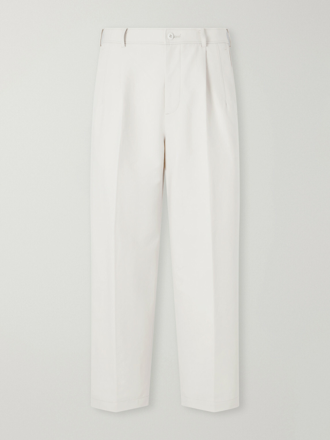 ATON - Pleated Tapered Cotton Trousers - Neutrals