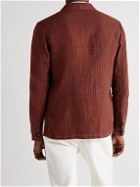 Massimo Alba - Baglietto Unstructured Garment-Dyed Checked Linen Blazer - Burgundy