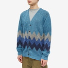 Beams Plus Men's Chevron Stripe Cardigan in Blue