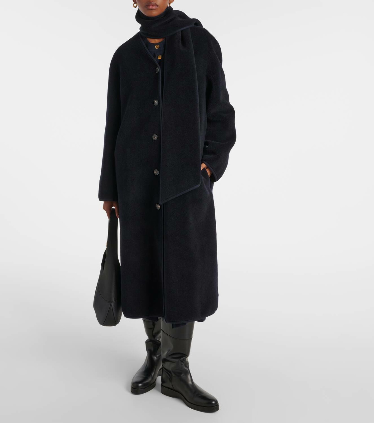 Loro Piana Gladwin scarf-detail wool and silk coat Loro Piana