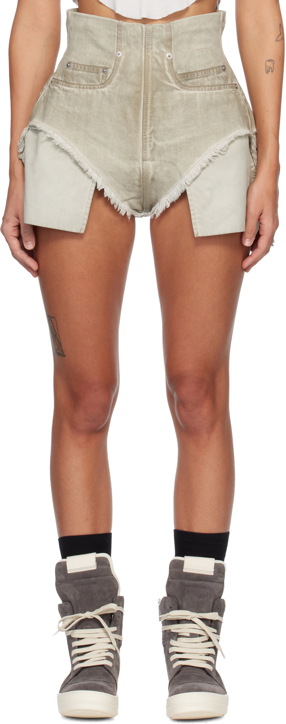 Rick Owens DRKSHDW Pink Paneled Denim Shorts Rick Owens Drkshdw
