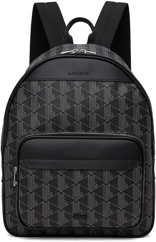 Photo: Lacoste Black 'The Blend' Monogram Backpack