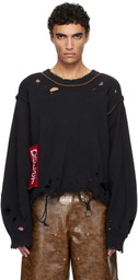 doublet Black Recycle Denim Yarn Sweater