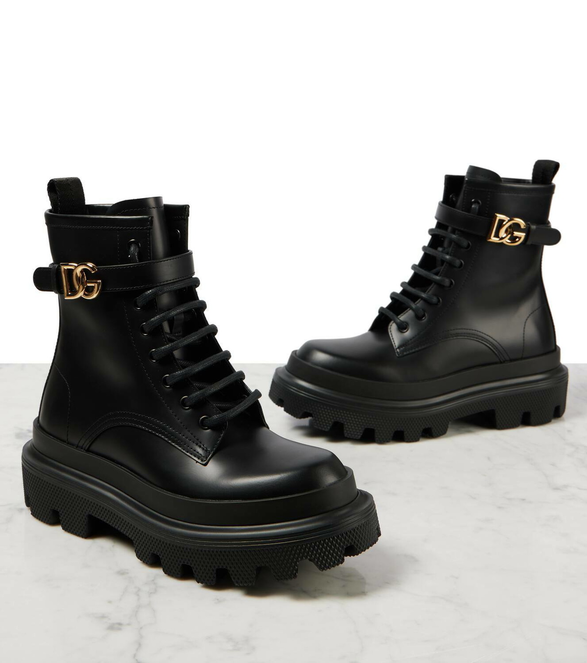 Dolce&Gabbana Logo leather combat boots