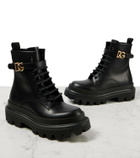 Dolce&Gabbana Logo leather combat boots