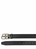 BALENCIAGA - 2.8cm Bb Logo Croc Embossed Leather Belt