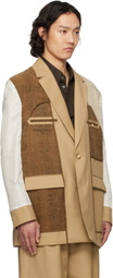 Feng Chen Wang Beige Deconstruction Patchwork Blazer