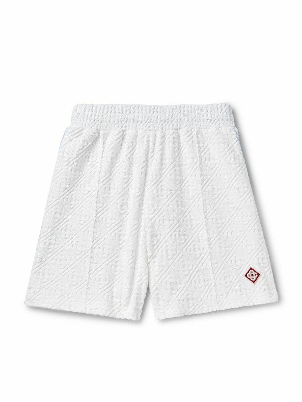 Photo: Casablanca - Logo-Jacquard Straight-Leg Cotton-Blend Terry Shorts - White