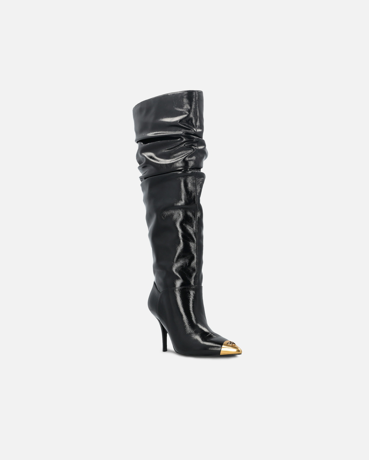 Pinko Nappa Leather Boots With Metal Toe Limo Black