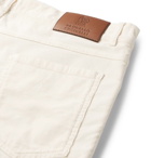 Brunello Cucinelli - Slim-Fit Stretch-Cotton Corduroy Trousers - Men - Cream