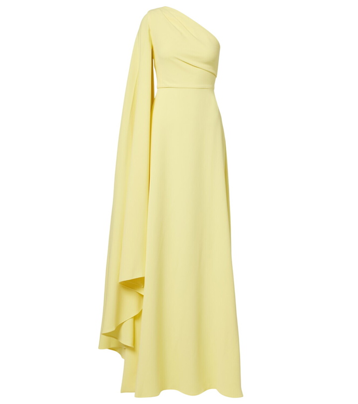 Photo: Solace London Yazmin asymmetric caped gown