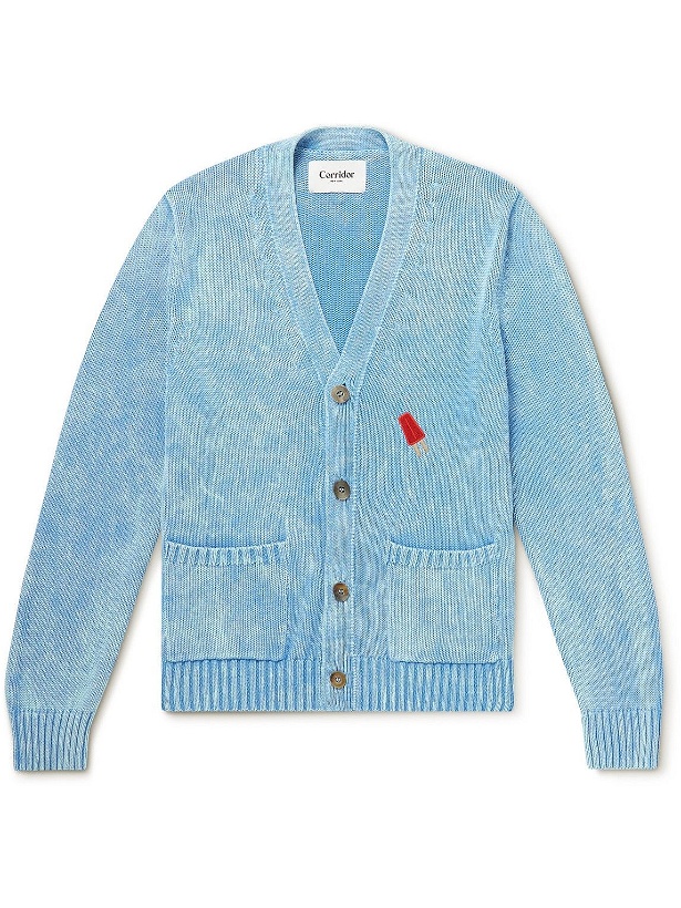 Photo: Corridor - Embroidered Tie-Dyed Cotton Cardigan - Blue
