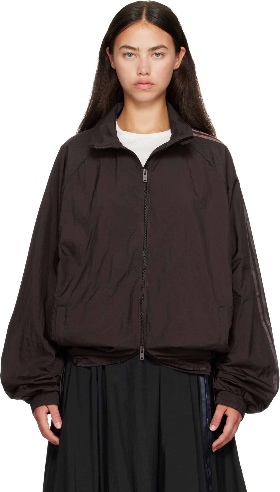 Y-3 Burgundy Gradient 3-Stripes Nylon Track Jacket