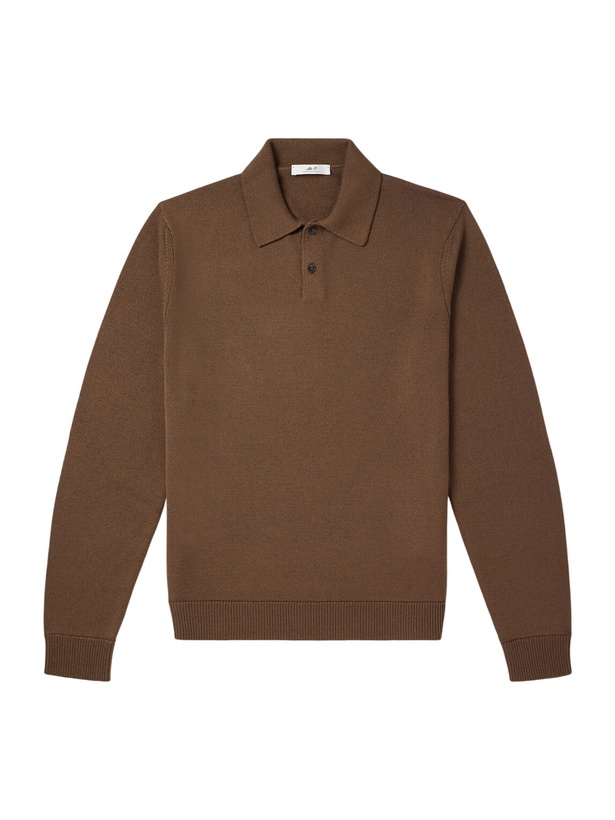 Photo: Mr P. - Merino Wool Polo Shirt - Brown