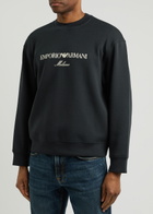 Emporio Armani Logo-embroidered Cotton-blend Sweatshirt Navy