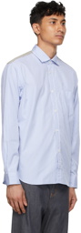 Junya Watanabe Blue & White Paneled Stripe Check Shirt