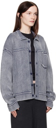 Aya Muse Blue Knit Button Up Cardigan
