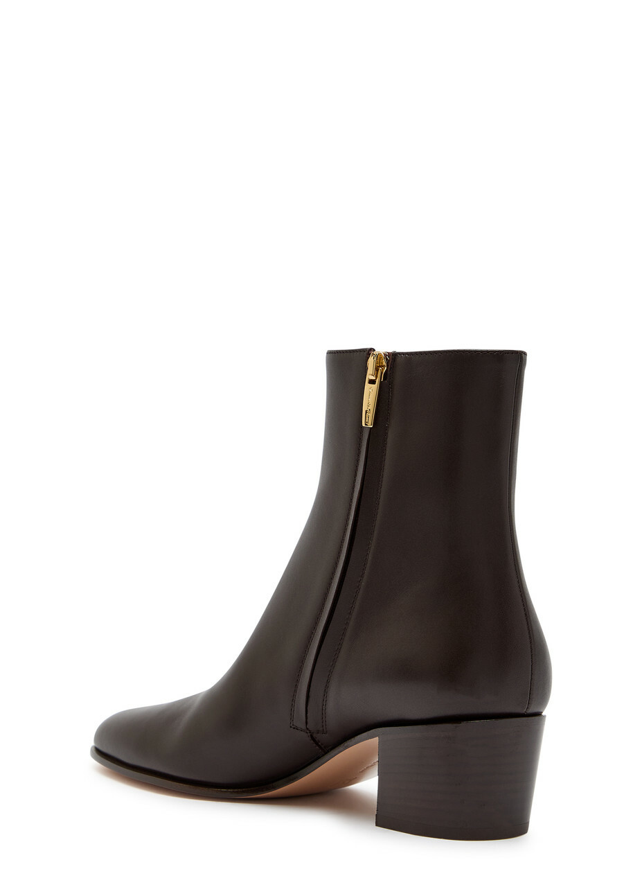Gianvito Rossi Spencer 45 Leather Ankle Boots Brown