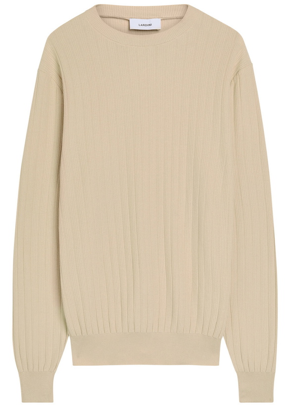 Photo: Lardini Ribbed Fine-knit Cotton Jumper Ecru