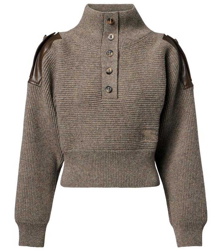 Photo: Burberry Cropped leather-trimmed wool-blend sweater