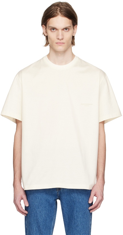 Photo: Wooyoungmi Off-White Leather Patch T-Shirt
