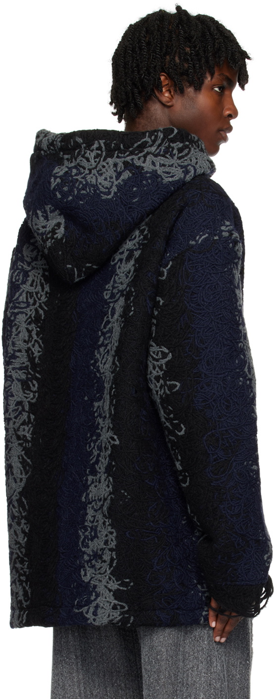 VITELLI Navy & Gray Striped Hoodie