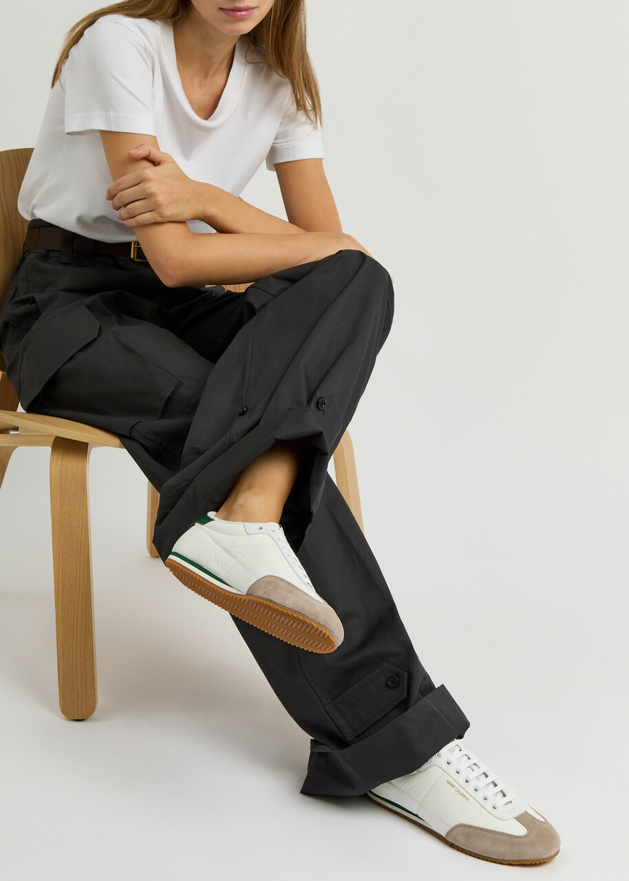 スニーカー SAINT LAURENT Shell and Leather Sneakers SAINT LAURENT men shoes Black leather high sneaker laces