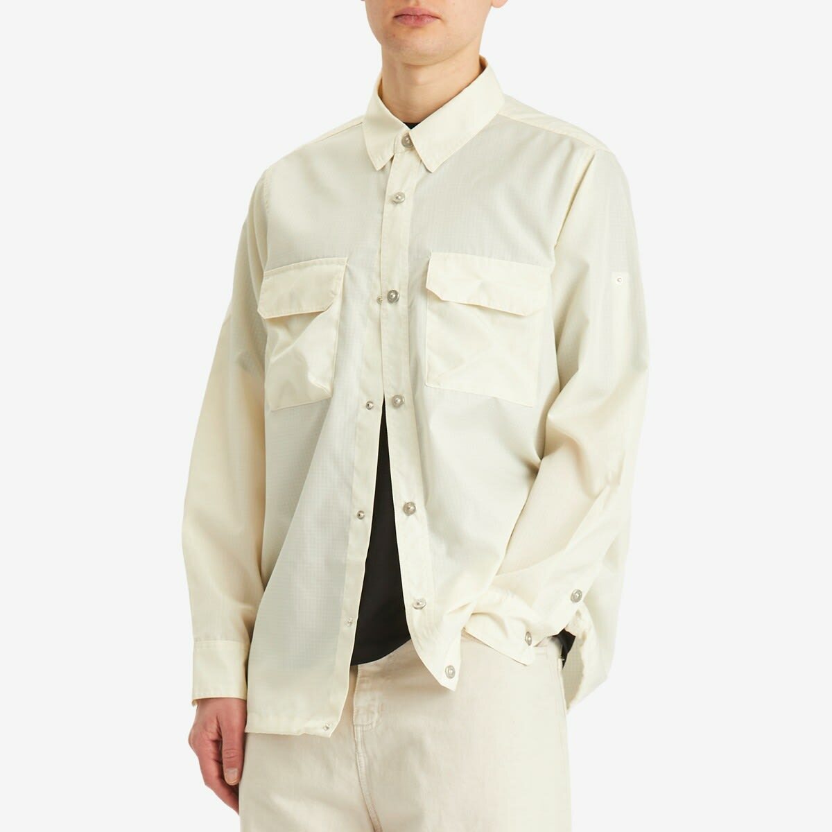 Taion Men's Military Pocket Shirt in Off White