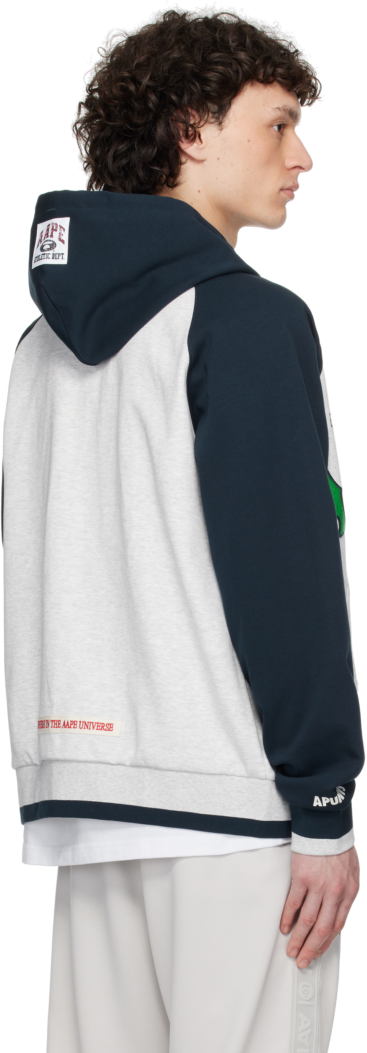 AAPE by A Bathing Ape Gray & Navy Main Zip Up Jacket