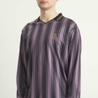 Karma8a Men's Stripe Long Sleeve Polo T-Shirt in Purple