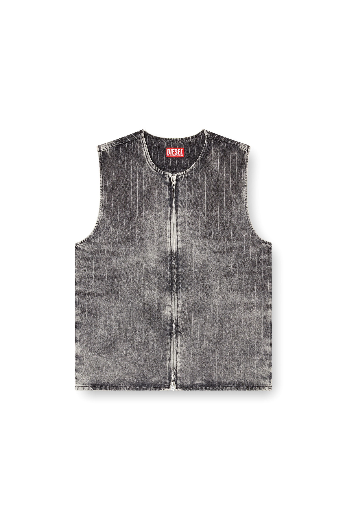 Diesel Vest in tailoring pinstripe denim - T-Shirts - Unisex - Grey