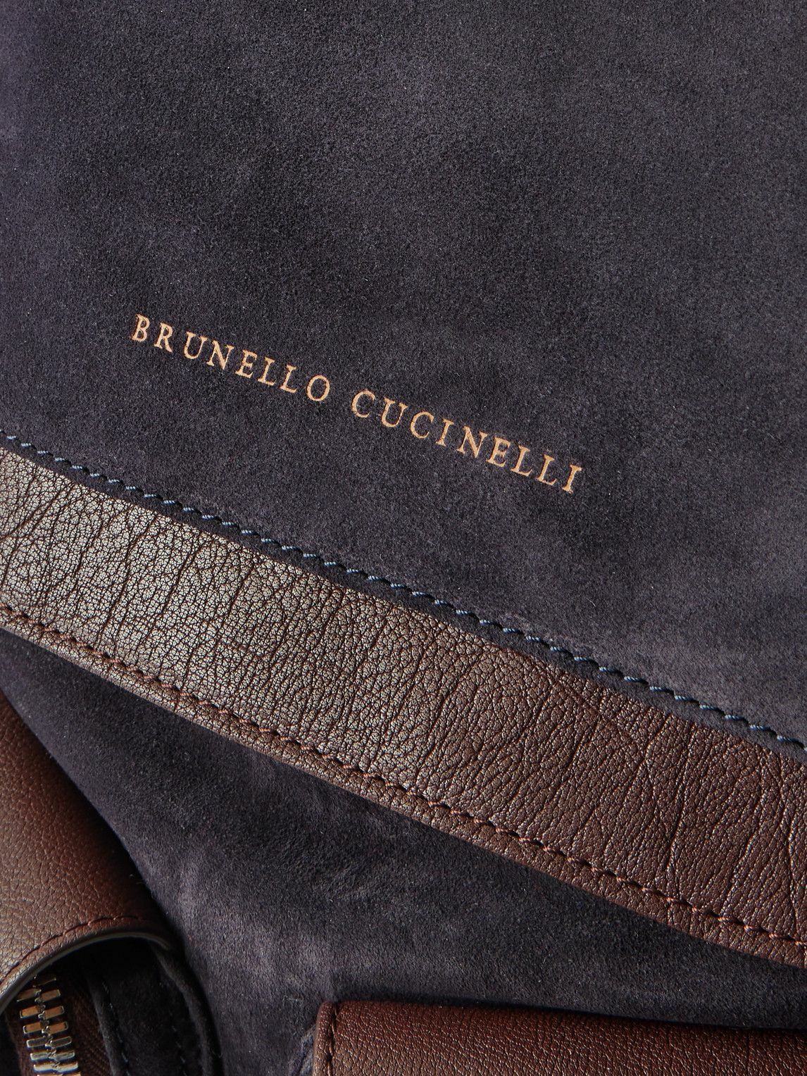 Brunello Cucinelli - Leather-Trimmed Suede Backpack