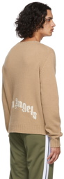 Palm Angels Beige Logo Sweater