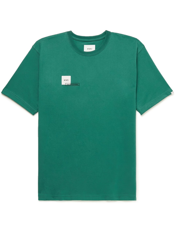 Photo: WTAPS - Home Base Logo-Appliquéd Cotton-Blend Jersey T-Shirt - Green