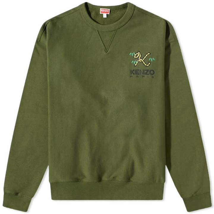 Photo: Kenzo Men's Oversized Tiger K Logo Popover Hoody in Dark Khaki