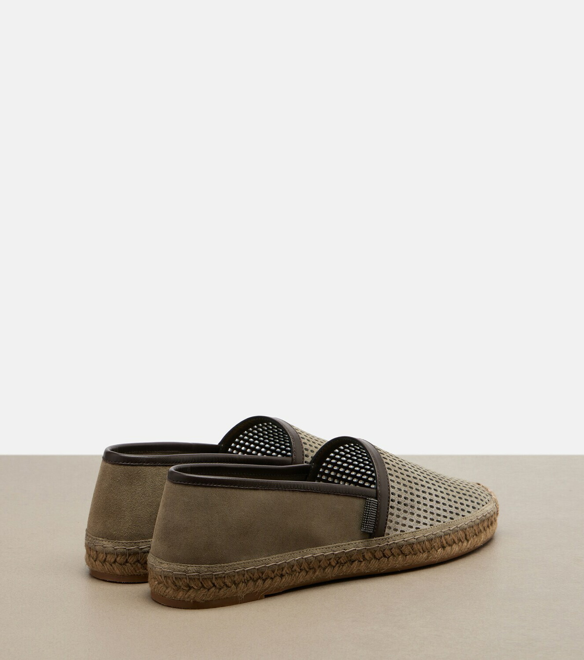 Brunello Cucinelli Perforated leather and suede espadrilles