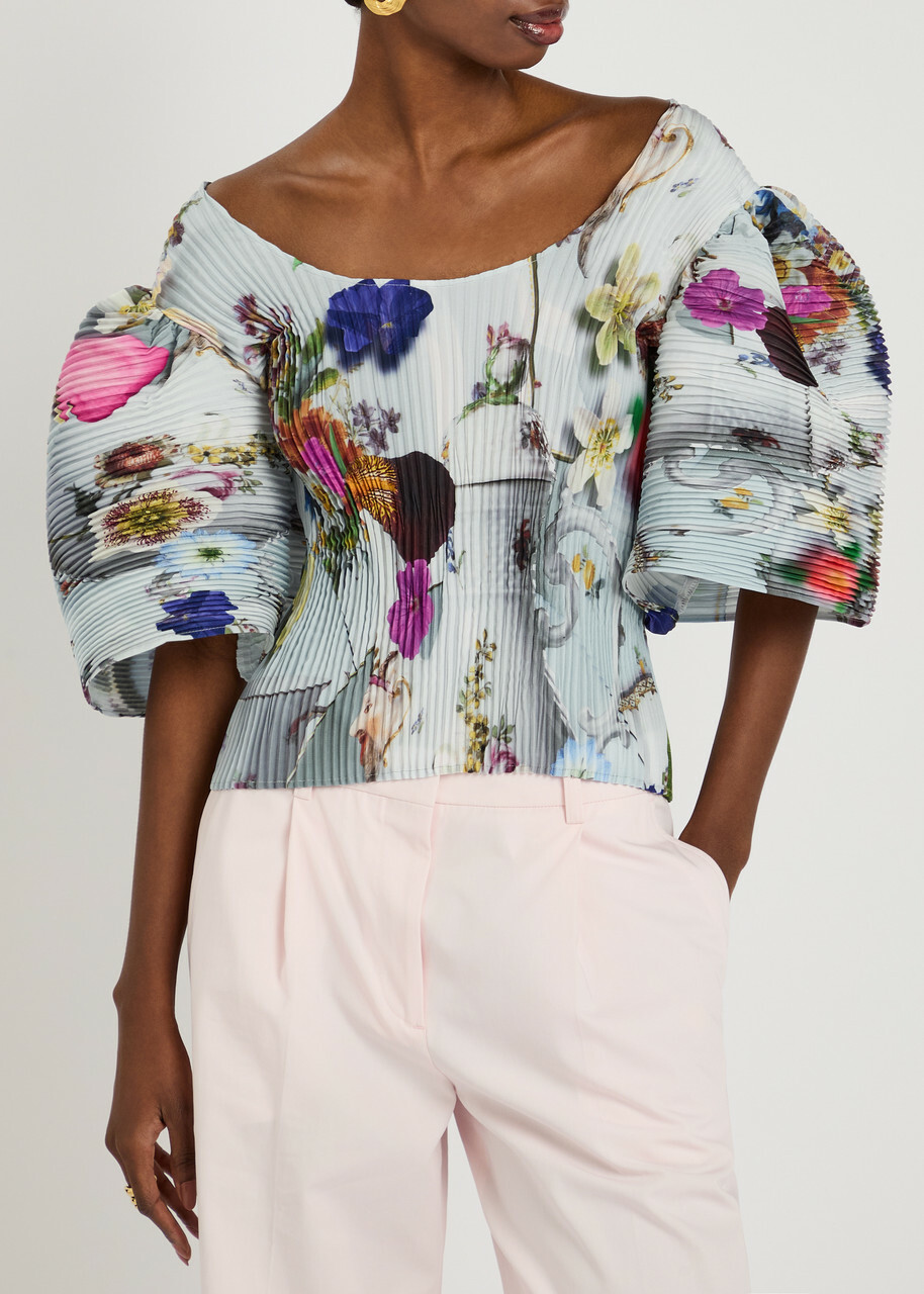 Julia Heuer Karlotta Plissé Crepe top - Blue - One Size