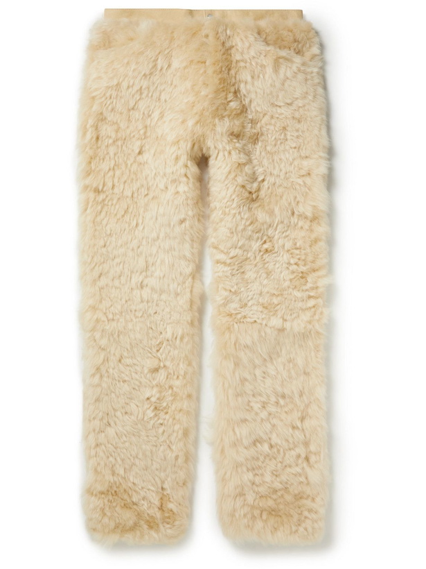Photo: ERL - Straight-Leg Shearling and Suede Trousers - Neutrals