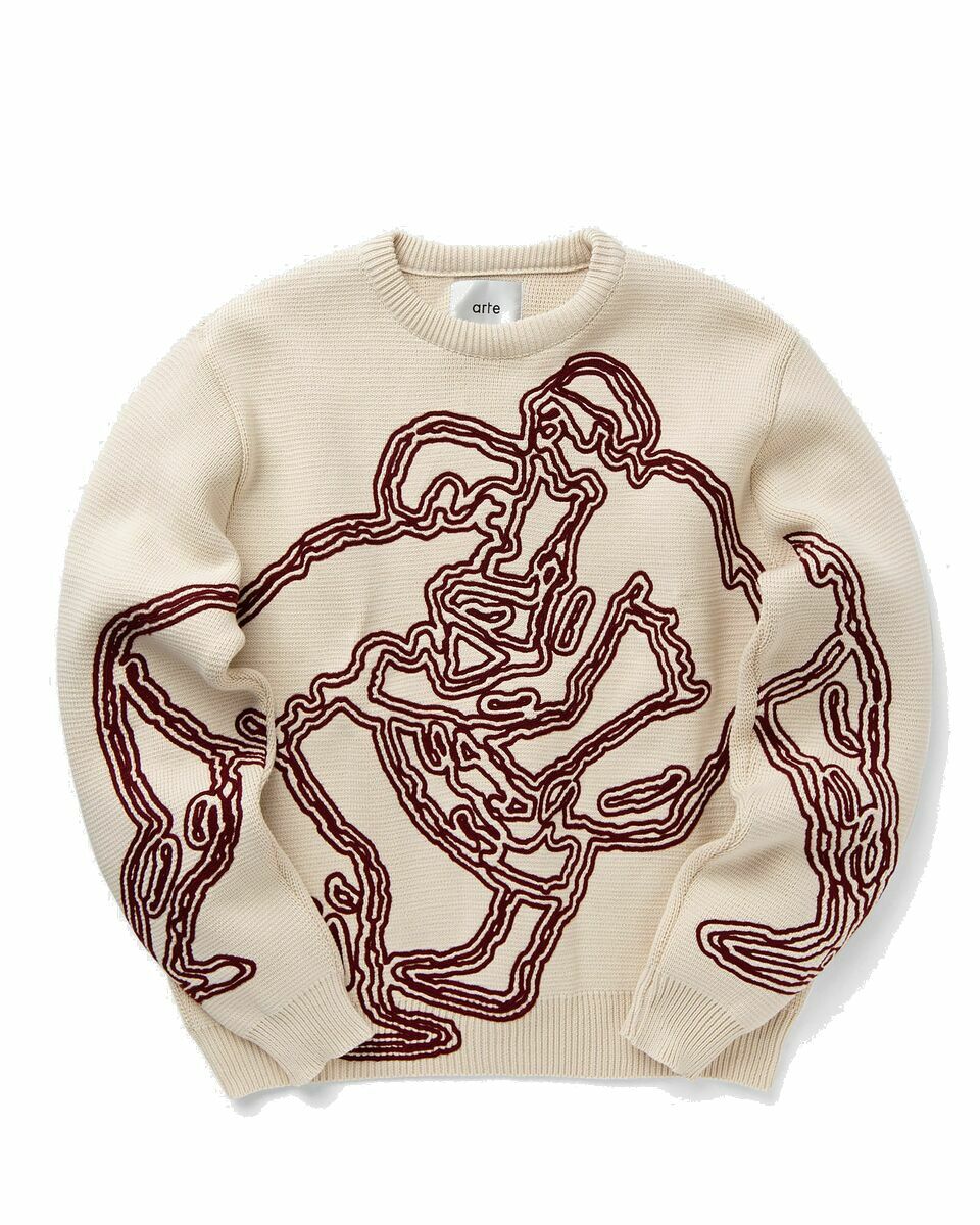 Photo: Arte Antwerp Fighters Cord Embroidery Knit Beige - Mens - Pullovers