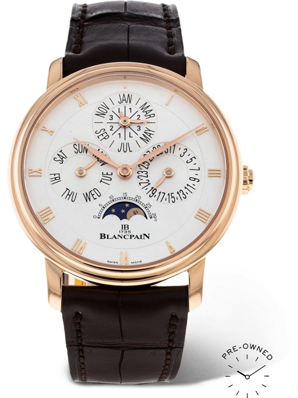 Photo: BLANCPAIN - Pre-Owned 2014 Villeret Automatic Perpetual Calendar 38mm 18-Karat Red Gold and Alligator Watch, Ref. No. 6057-3642-55A