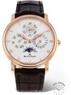 BLANCPAIN - Pre-Owned 2014 Villeret Automatic Perpetual Calendar 38mm 18-Karat Red Gold and Alligator Watch, Ref. No. 6057-3642-55A