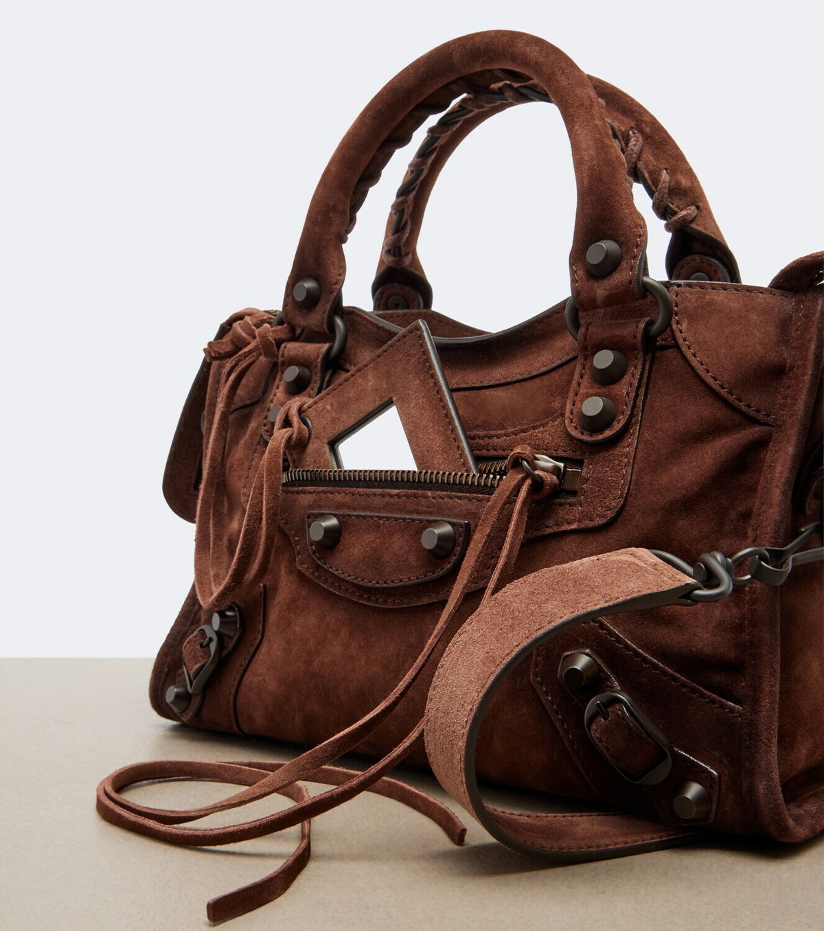 Balenciaga Le City Mini suede top-handle bag