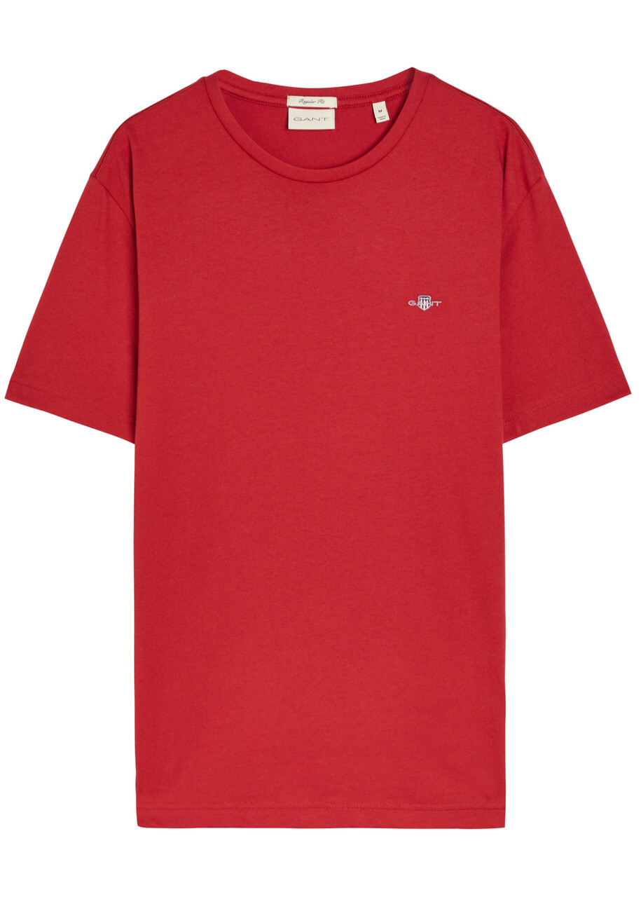 Gant Logo-embroidered Cotton T-shirt Red